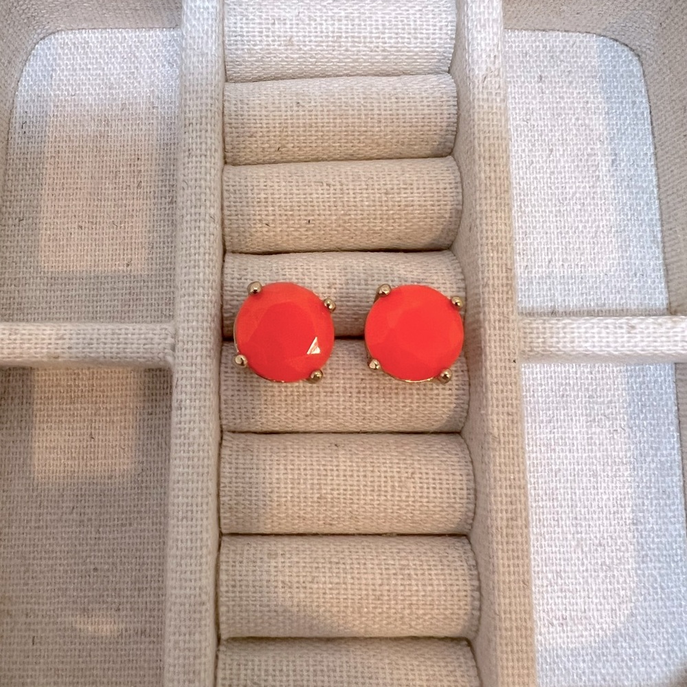 KATE SPADE Neon Orange & Gold Stud Earrings